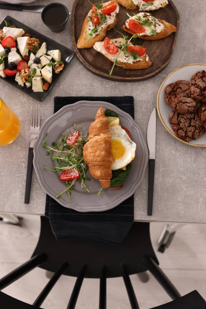 istock Many different dishes served on buffet table for brunch, flat lay 1453279940