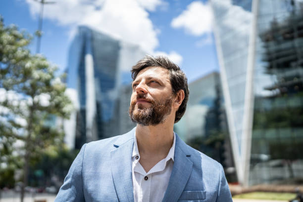 Businessman contemplating  in a financial district