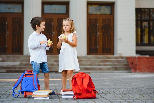 Portrait of Young Kids first day of School