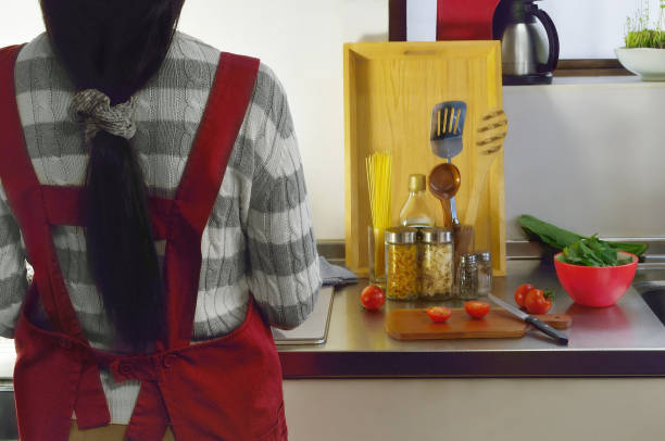 Image for Cooking with A Woman Wearing Red Apron/Studio Shot