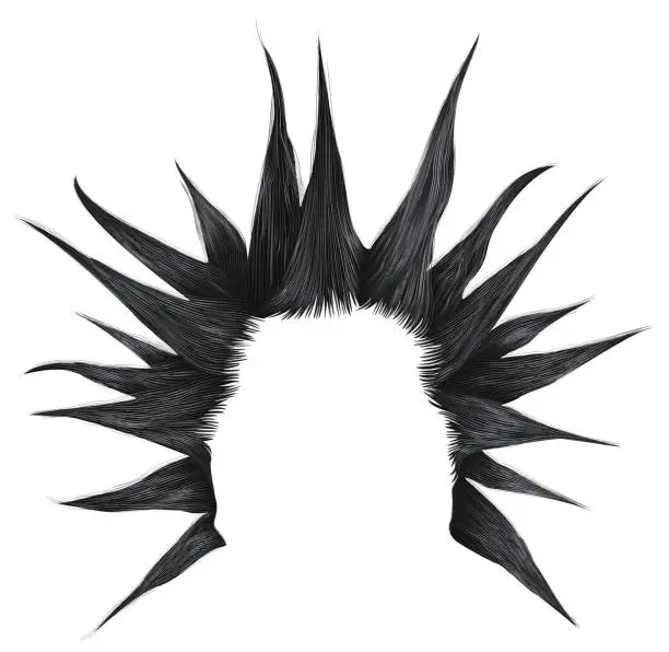 Vector illustration of shaggy man hairstyle black colour.beauty style.high hair styling .