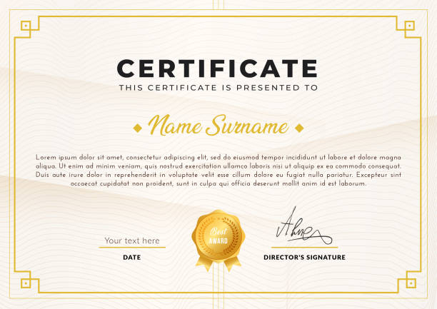 illustrations, cliparts, dessins animés et icônes de diplôme et certificat. - certificate stock certificate diploma frame