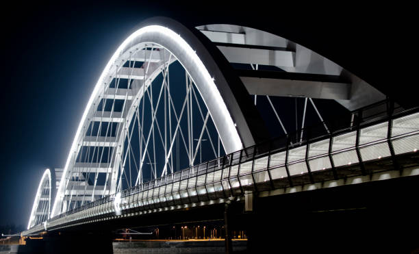 istock Arch Bridge by night. White bridge. Suspension bridge. 1453290442