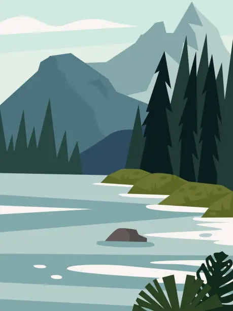 Vector illustration of Beautiful modern view of nature landscape