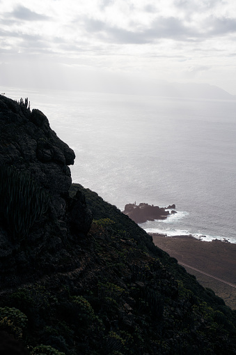 Coastline of Tenerife, Spain, at the Punta de Teno where you can see the famos light tower from above.