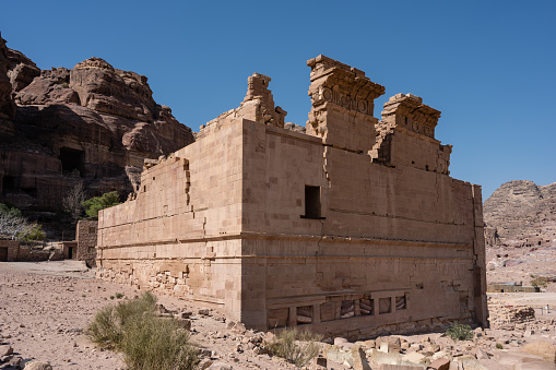 Qasr al Bint Firaun or Palace of the Pharaohs Daughter in Petra, Jordan, a Nabataean Temple