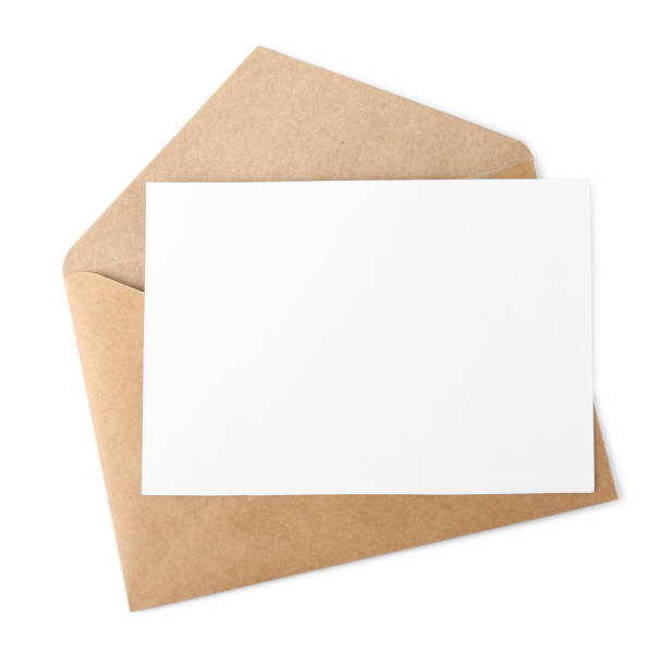 istock Brown envelope with blank letter on white background, top view 1453293979