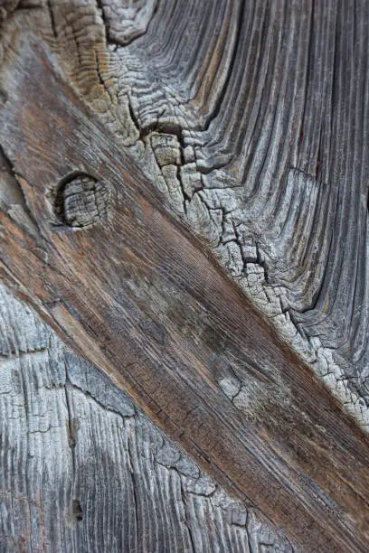Old weathered wooden beam with distinctive grain - texture, pattern