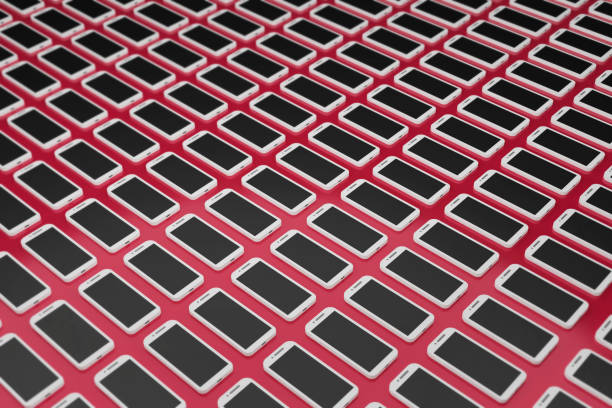 Large number of smartphones in rows
