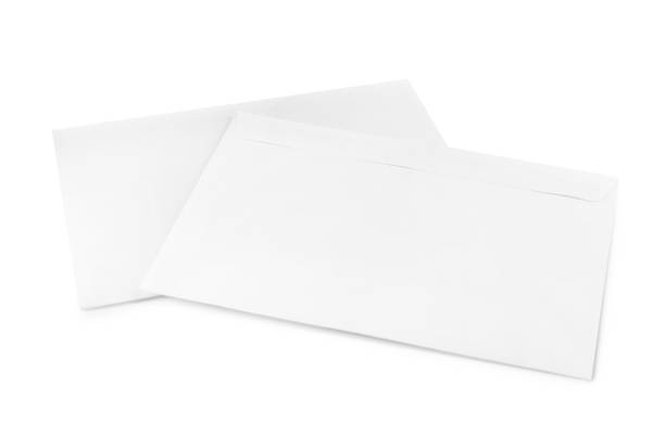 istock Two blank paper letters on white background 1453294983