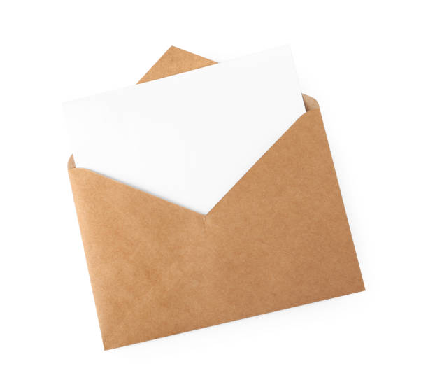 istock Brown envelope with blank letter on white background, top view 1453295038