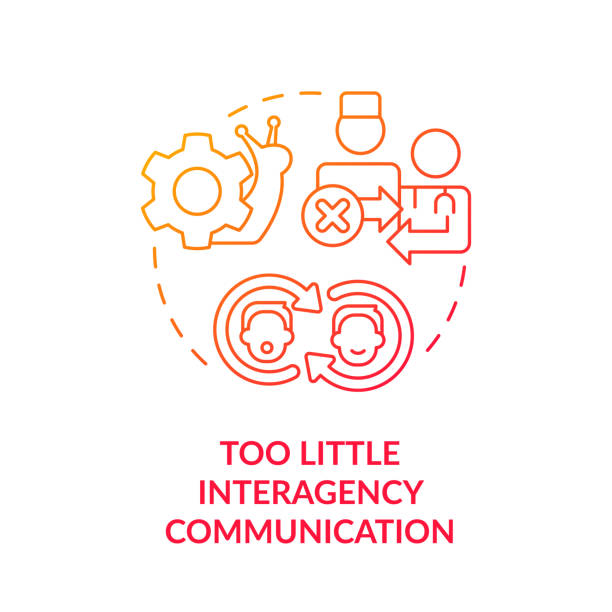 Too little interagency communication red gradient concept icon Too little interagency communication red gradient concept icon. Public health system issue abstract idea thin line illustration. Isolated outline drawing. Myriad Pro-Bold font used too thin stock illustrations