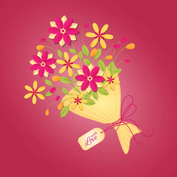 bouquet on background in trendy color 2023 viva magenta. design for valentines day, whomans day, mothers day. - viva magenta 幅插畫檔、美工圖案、卡通及圖標