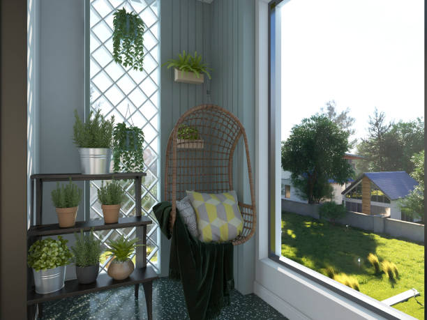 istock 3D rendering, balcony design in urban buildings 1453302940