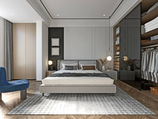 istock 3d render of luxury hotel room 1453308175