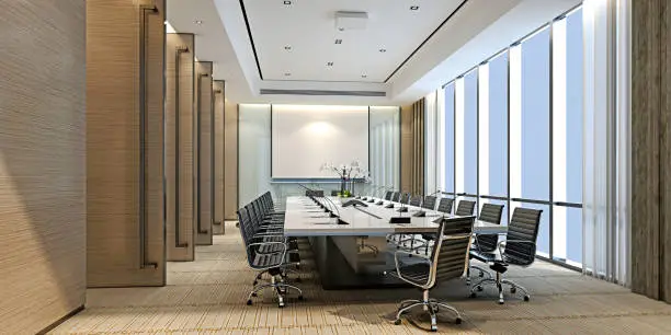 Business meeting room, board room. 3d render.