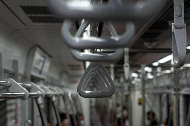 istock Gray handrails on the Red line train 1453308351