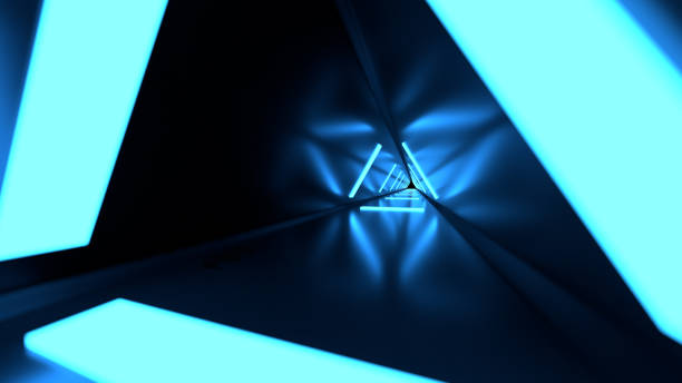 3D illustration of a corridor illuminated with fantastic lights