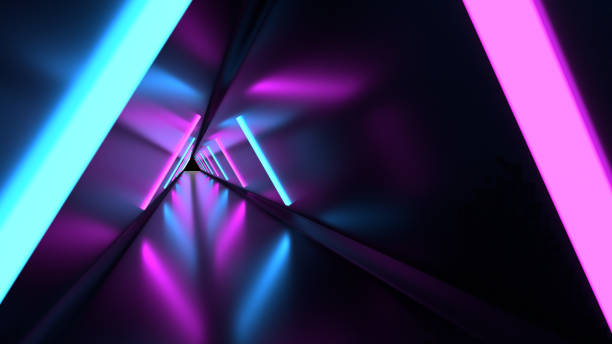3D illustration of a corridor illuminated with fantastic lights