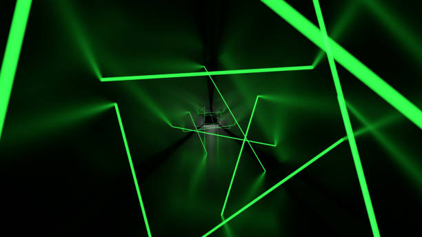 istock 3D illustration of a corridor with laser beam security 1453311088
