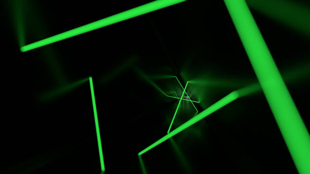 3D illustration of a corridor with laser beam security