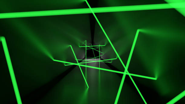 istock 3D illustration of a corridor with laser beam security 1453311096