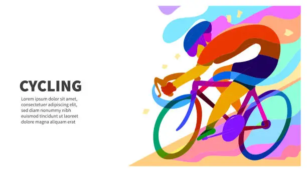 Vector illustration of finish line cyclkist Colorful abstract geometric and fluid banner template. cycling abstract for marketing promotion material. vector illustration