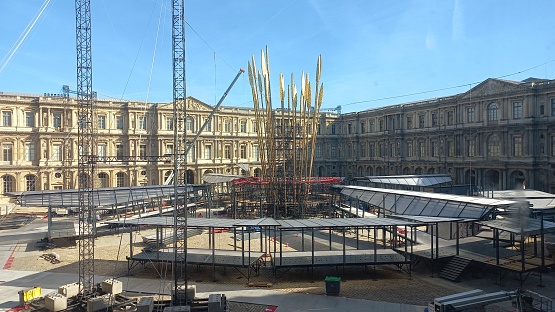 Louvre Museum, Paris, France - October 7, 2022: Construction inside the famous museum.