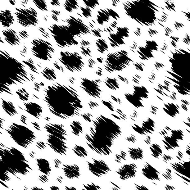 Dalmatian seamless pattern. Animal skin print. Dog and cow black dots on white background. Vector Dalmatian seamless pattern. Animal skin print. Dog and cow black dots on white background. Vector illustration fur textures stock illustrations