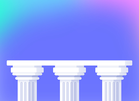 Classical column pedestal display showing copy space gradient background.