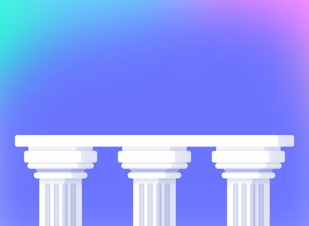 Classical Column Pedestal Background Classical column pedestal display showing copy space gradient background. facade stock illustrations