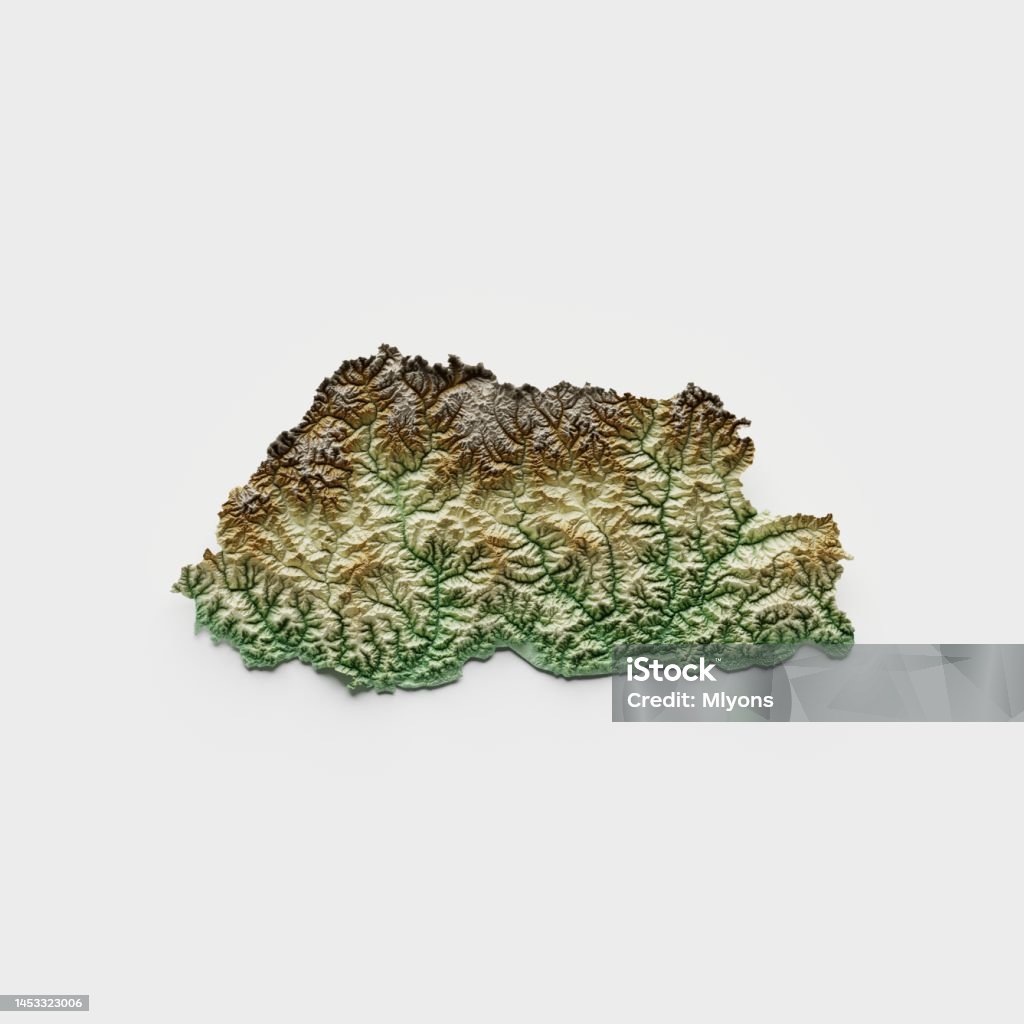 Foto de Mapa De Relevo Topográfico Do Butão Renderização 3d e mais ...