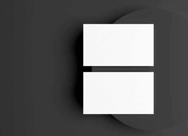 Two Blank business card template on Black podium