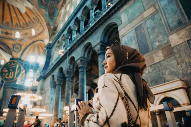 young muslim Woman in Hagia Sophia