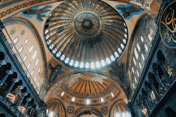 ceiling of hagia sophia, ceiling of hagia sophia, historical museum stock pictures, royalty-free photos & images