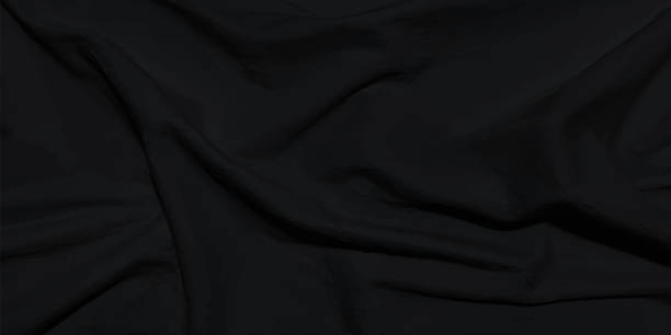 istock Black wrinkled fabric. Dark drape background. Picturesque folds. Vector design art 1453327571