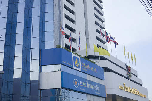 Astana, Kazakhstan, August 2 2018: Business district with modern houses of ministries in the center of Astana, Kazakhstan