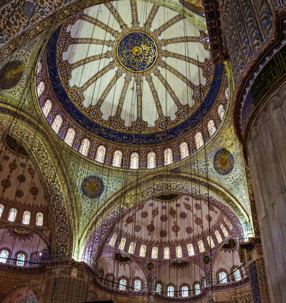 Istanbul, Turkey - Aug 3, 2022: Internal view of Blue Mosque, Sultanahmet in Istanbul