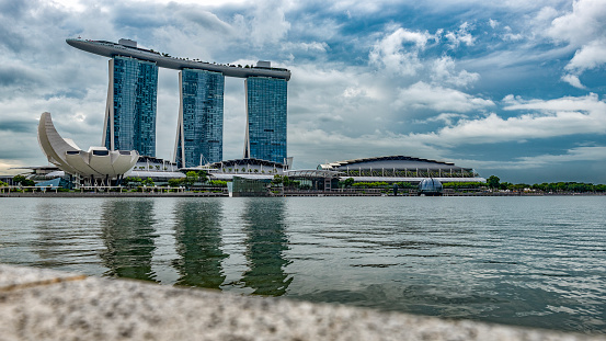 Singapore, Singapore-June 1, 2019:  Recreational activities at Marina Barrage, Singapore. The barrage has three main purposes of flood control, the source of water supply and recreational lifestyles in Singapore.