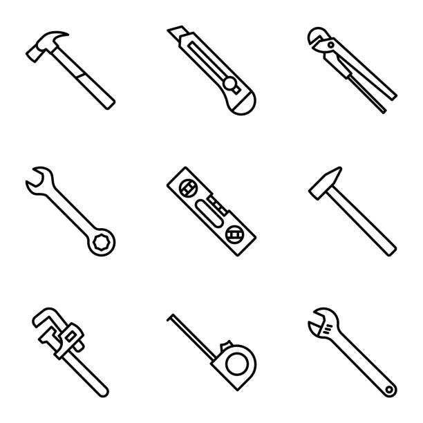 Repair and construction icons set. Equipment and tools isolated on a white background. vector art illustration