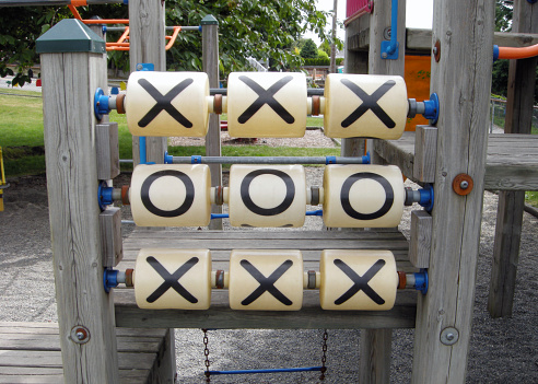 Closeup of a large Tic Tac Toe game at a playground in suburban Vancouver, B.C.