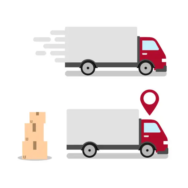 Vector illustration of delivery truck on white background