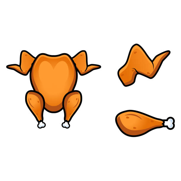 ilustraciones, imágenes clip art, dibujos animados e iconos de stock de fried chicken cartoon illustration collection set - cooked chicken white background grilled chicken