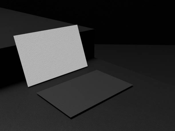istock Two Blank business card template on Black podium 1453341980