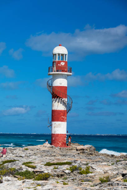 istock Vertical shot of a beautiful lighthouse in Cancun, Mexico 1453346755