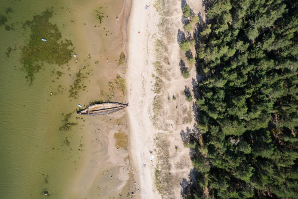 Baltic Sea Shoreline seen from above in Estonia stock photo