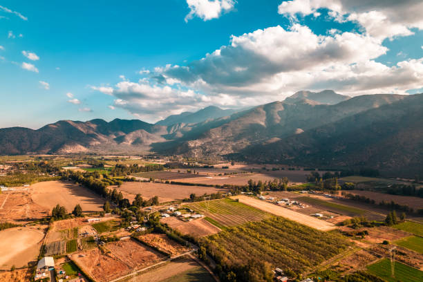 istock Aerial view of fields in daylight in Paine, Chile 1453346899