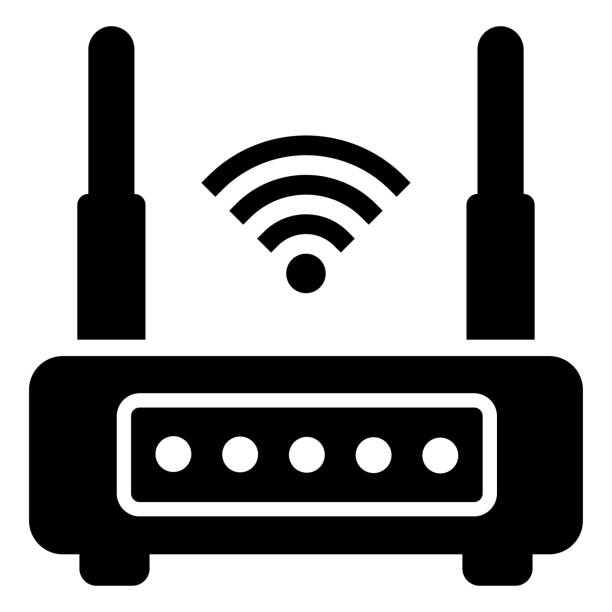 ilustraciones, imágenes clip art, dibujos animados e iconos de stock de icono del router en estilo dualtone - router