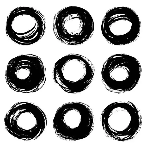 Vector illustration of Circle brush strokes