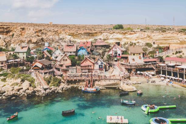 istock Top view of a town by the beach 1453352878